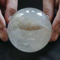 1.91LB 3.3" Natural Phantom Ghost Clear Quartz Crystal Sphere Ball Healing