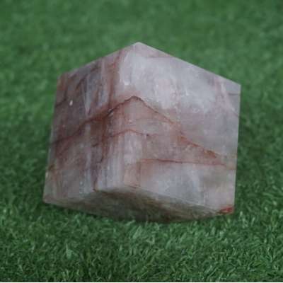 1.25L 2.3" Natural Red Hematoid Quartz Crystal Square Heptahedron Healing