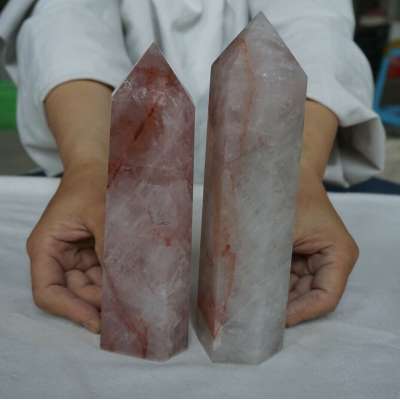 Factory wholesale price 9.2LB 6Pcs Natural Red Hematoid Quartz Crystal Gem Stone Point Tower Healing