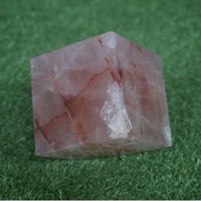 1.22LB 2.3" Natural Red Hematoid Quartz Crystal Square Heptahedron Healing