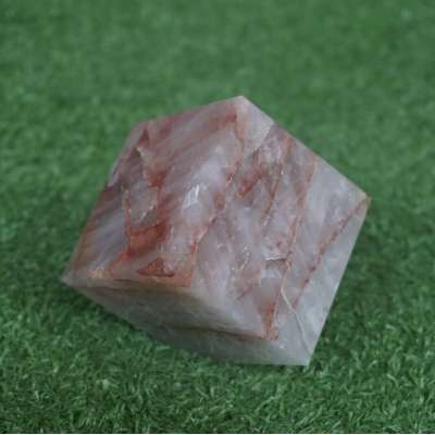 1.22LB 2.3" Natural Red Hematoid Quartz Crystal Square Heptahedron Healing