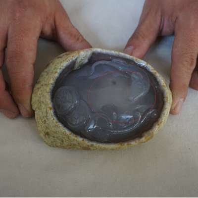 1.3LB BIG Rare Natural Moving Water Bubbles ENHYDRO Agate Quartz Crystal Carving