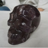 7.55LB 6.4" Natural Fluorite Quartz Crystal Skulls Carving Head Sculpture Healing