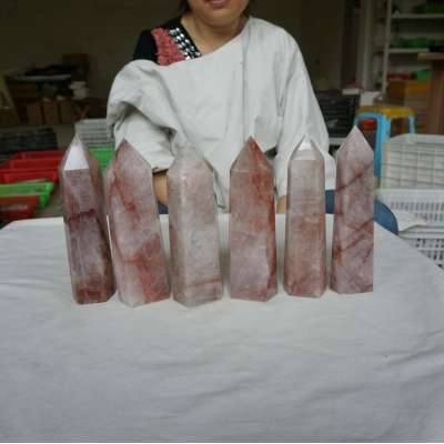 Factory wholesale price 8.32LB 6Pcs Natural Red Hematoid Quartz Crystal Gem Stone Point Tower Healing