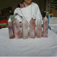 Factory wholesale price 8.32LB 6Pcs Natural Red Hematoid Quartz Crystal Gem Stone Point Tower Healing