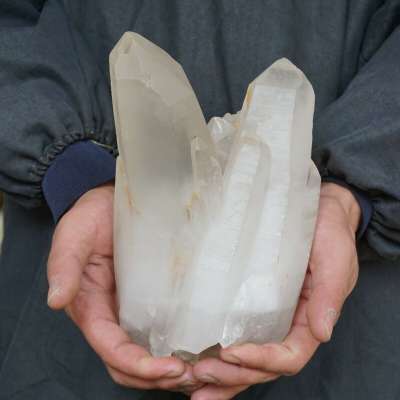 8.13LB 9.4" Natural White Clear Quartz Crystal Cluster Points Original Stone