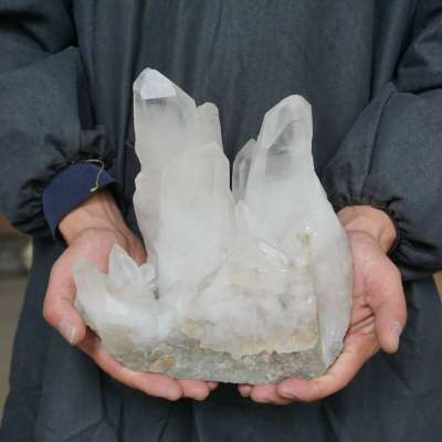 10.38LB 8.6" Natural White Clear Quartz Crystal Cluster Points Original Stone