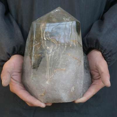 15.3LB 8.9 Natural Phantom Ghost Clear Quartz Crystal Point Tower Healing