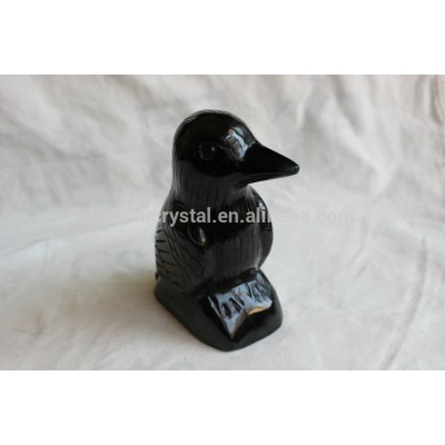 Natural Black Obsidian Crystal Bird Carved By Hands in China