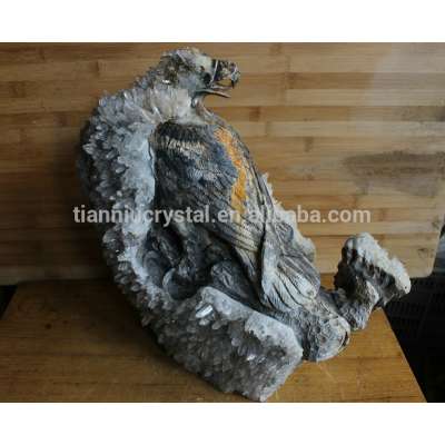 22.44kg Huge Natural Clear Quartz Crystal Cluster Points Hawk Carved By Hands ,Mineral Specimens,Free Shipping CDHC