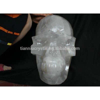 112LB 50.85kg Large Natural White Clear Quartz Crystal Stone Skull Carved Healing,Head Sculpture,Sales,Collection.Selling