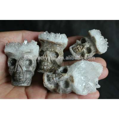 10 Pieces Tiny Natural Clear Quartz Crystal Cluster Skulls Carved Healing Carvings