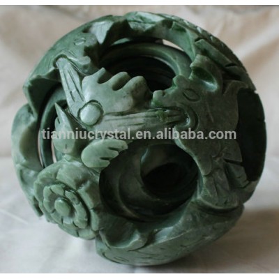 Large Natural Green Jasper Crystal Spheres Ball Carved Good Luck Palm Display Stone Carvings