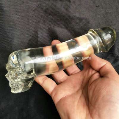 Big Clear Melting Quartz Crystal Skull Massage Women Sexual Stick Healing