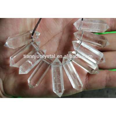 Natural Tiny Clear Quartz Crystal Double Terminated Points With Hole Pendant Necklace