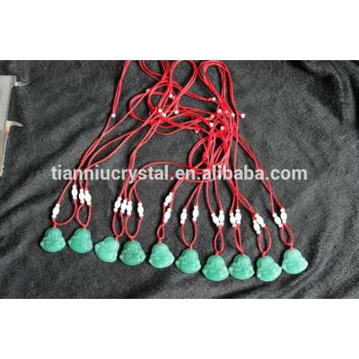 10 Nice Natural Jade Pendant Necklace Big-Belly-Buddha Healing with Red String,Hot Sales.Gift,