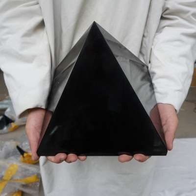 24.52LB 9.5" Natural Reiki Energy Charged Black Obsidian Pyramid Crystal Healing