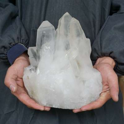 10.17LB 9.1" Natural White Clear Quartz Crystal Cluster Points Original Stone