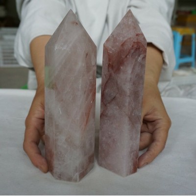 Factory wholesale price 8.62LB 6Pcs Natural Red Hematoid Quartz Crystal Gem Stone Point Tower Healing