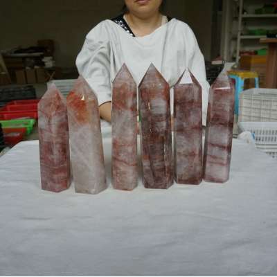 Factory wholesale price 10.49LB 6Pcs Natural Red Hematoid Quartz Crystal Gem Stone Point Tower Healing