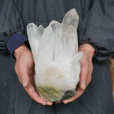 11.1LB 9.7" Natural White Clear Quartz Crystal Cluster Points Original Stone