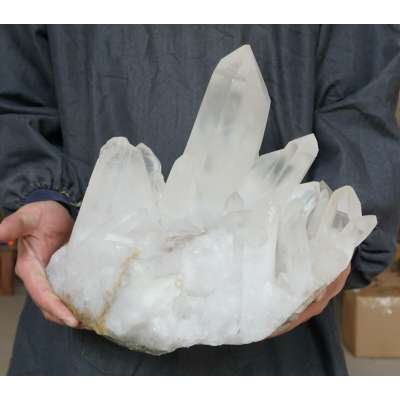 31.9LB 12.9" Natural White Clear Quartz Crystal Cluster Points Original Stone